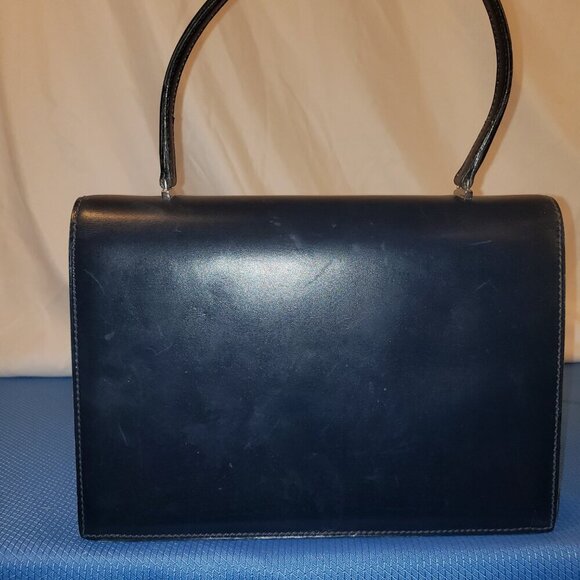 Vintage Blue Leather Top Handle Kelly Bag - Picture 3 of 12
